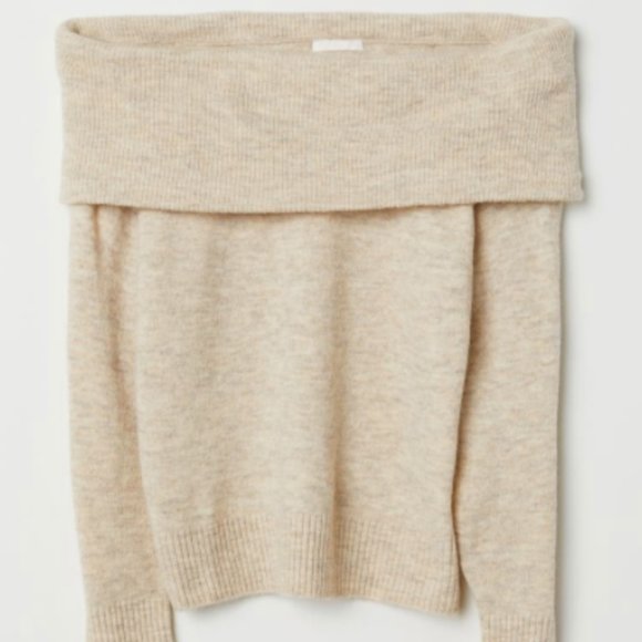 2/35 H&M Off-The-Shoulder Beige Sweater - Picture 4 of 4